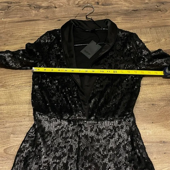 NBD Black Sequin Blazer romper with Satin Shawl Lapel – Size Small, NWT - Picture 16 of 16